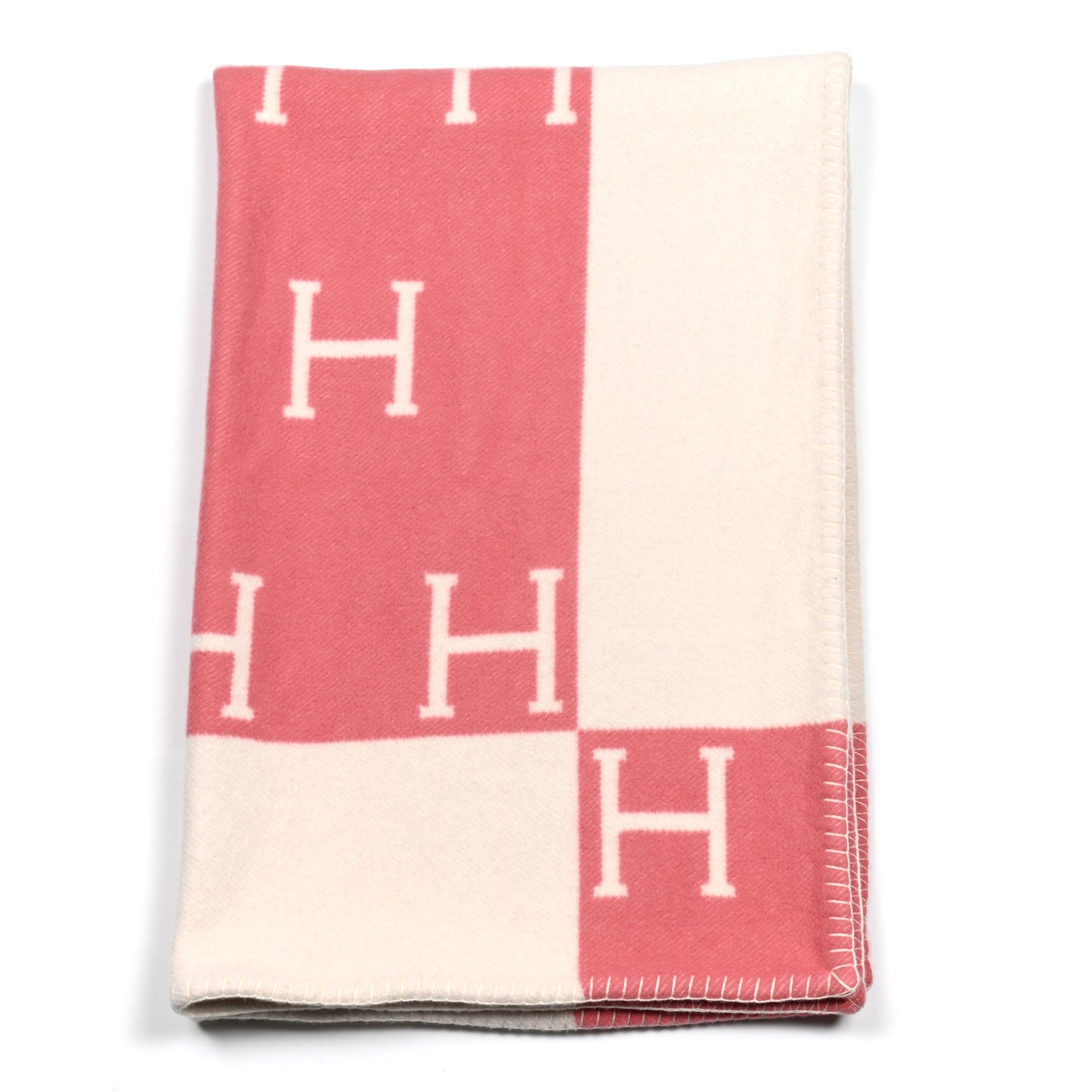 Wool Cashmere Avalon Baby Blanket Rose Airelle White