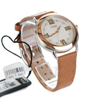 Fendi Stainless Steel Calfskin Diamond Mother of Pearl 36mm Selleria Quartz Watch 3 of 11