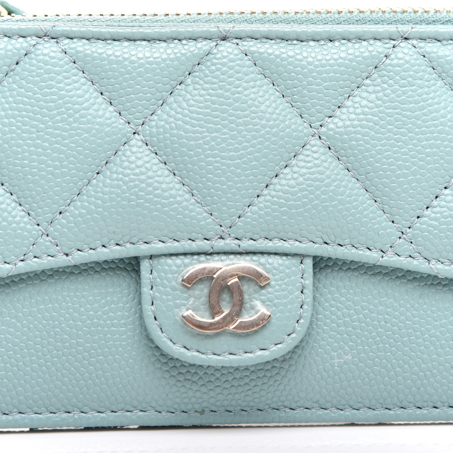 Chanel Caviar Quilted Flap Zip Card Holder Light Blue 5 of 9