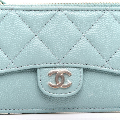 Chanel Caviar Quilted Flap Zip Card Holder Light Blue 5 of 9