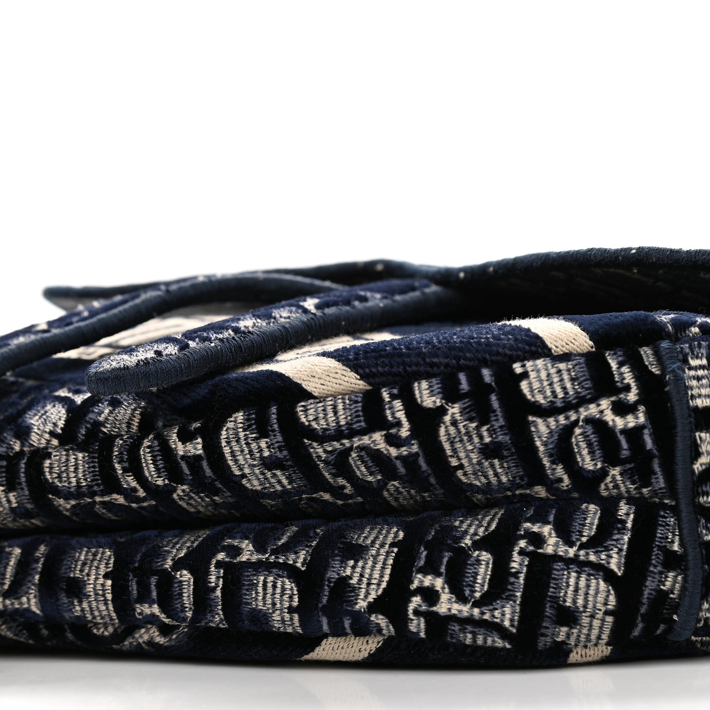 Oblique Embroidered Saddle Bag Blue