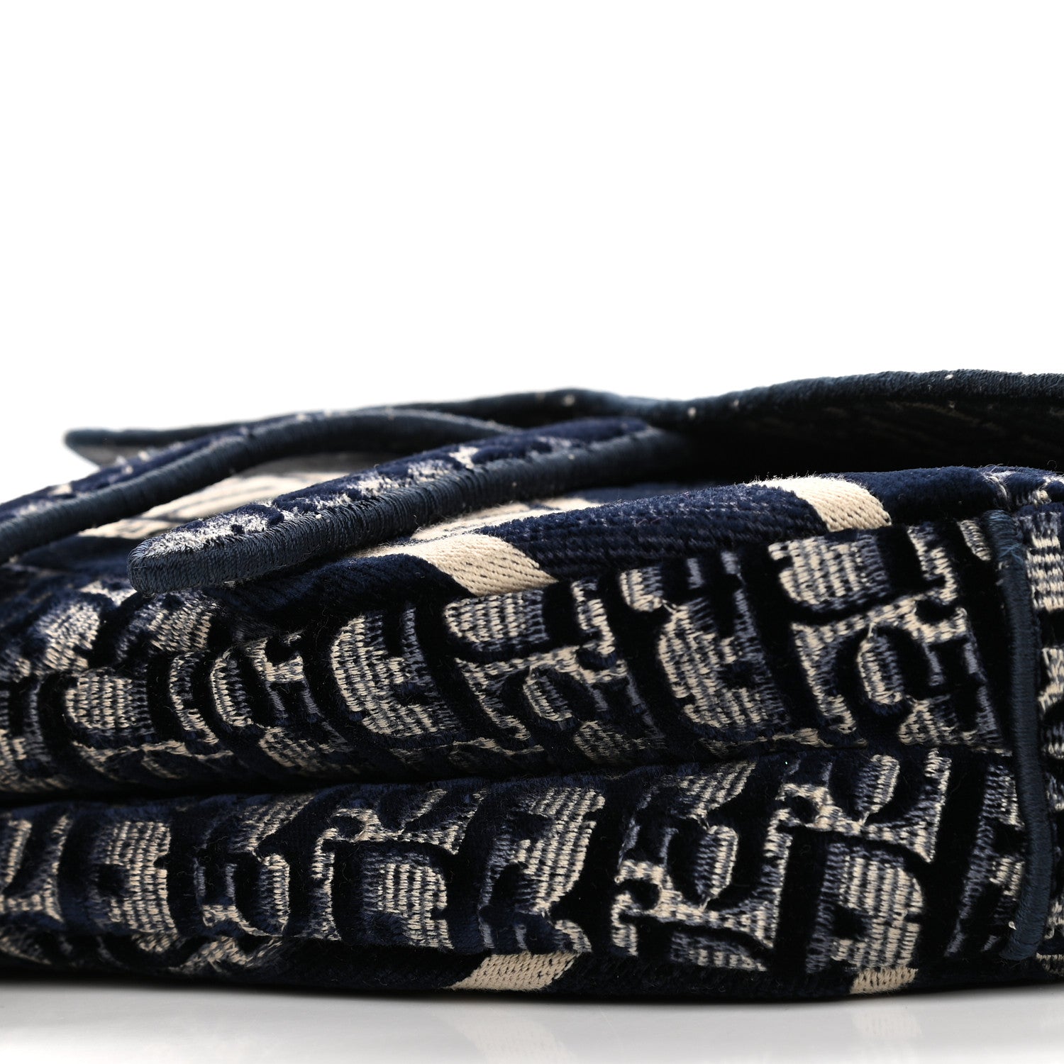Christian Dior Oblique Embroidered Saddle Bag Blue 9 of 11