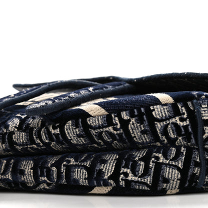 Christian Dior Oblique Embroidered Saddle Bag Blue 9 of 11