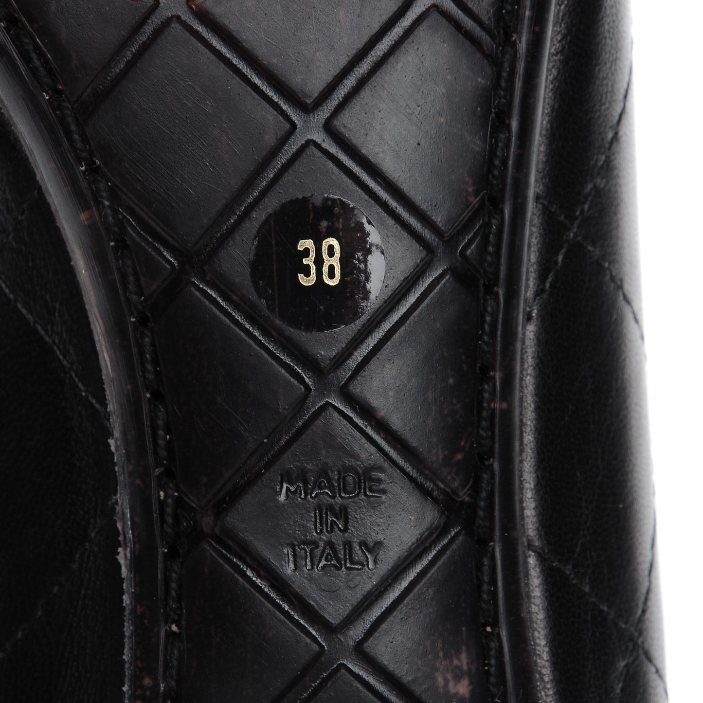 Lambskin Quilted Cambon Ballerina Flats 38 Black