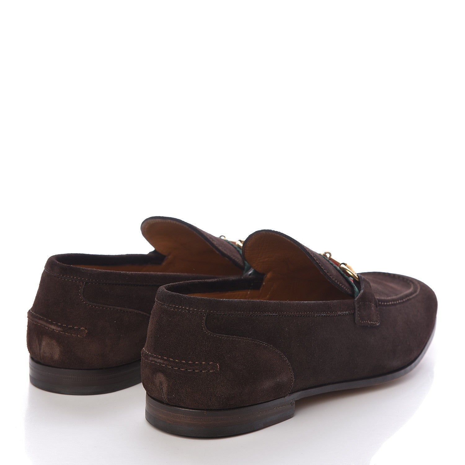 Gucci Suede Web Mens Horsebit Loafers 8.5 Cocoa 4 of 8