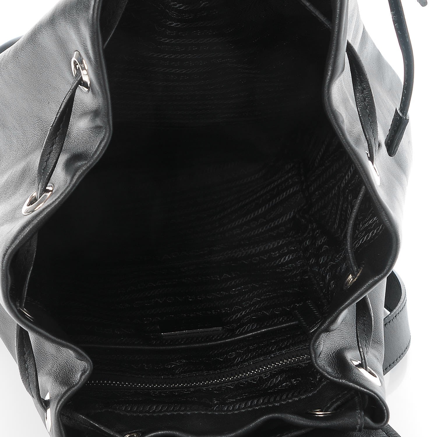 Prada Soft Calfskin Cinch Backpack Black 5 of 7