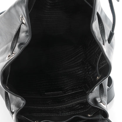 Prada Soft Calfskin Cinch Backpack Black 5 of 7