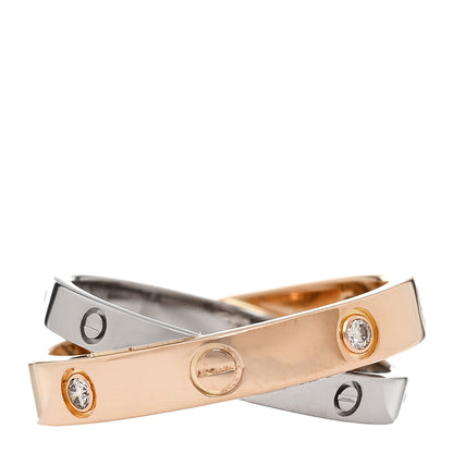 Cartier 18K Pink White Gold 6 Diamond LOVE Ring 51 5.75 3 of 5