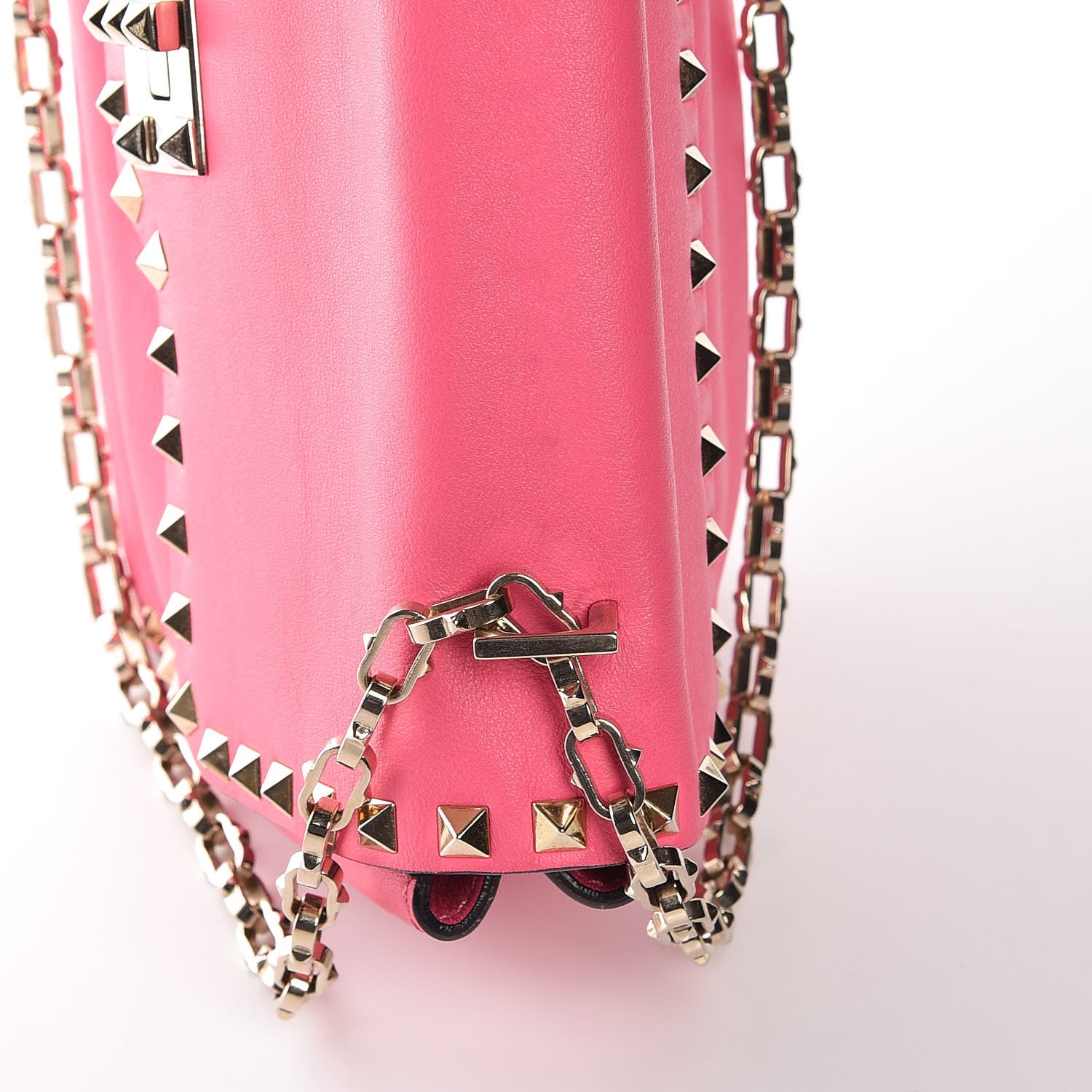 Valentino Garavani Vitello Rockstud Chain Strap Shoulder Bag Fuxia Fluo 12 of 12