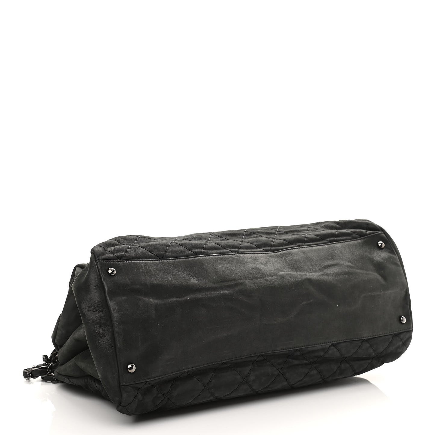 Iridescent Calfskin Extra Large Just Mademoiselle Bowling Bag Black