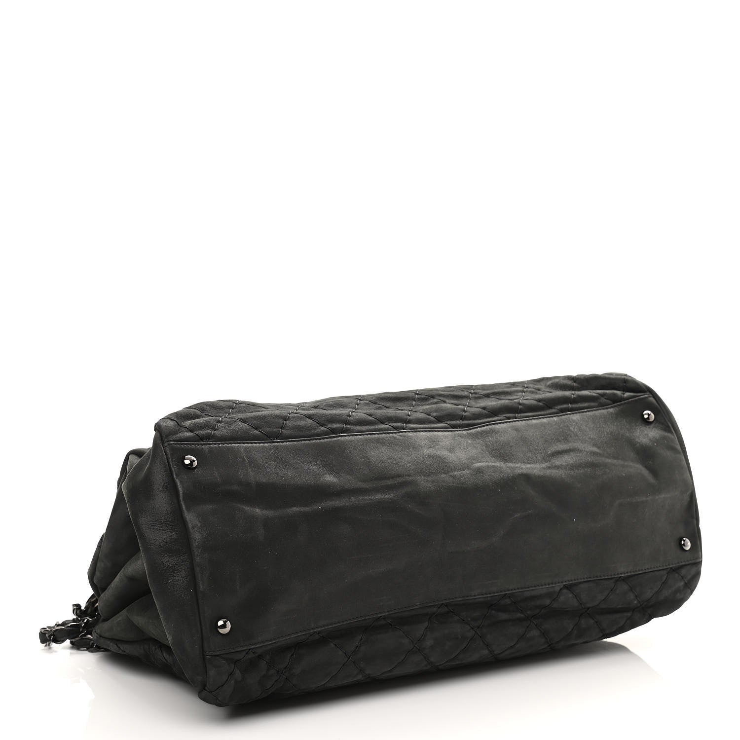 Chanel Iridescent Calfskin Extra Large Just Mademoiselle Bowling Bag Black 3 of 9