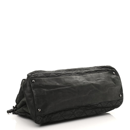 Chanel Iridescent Calfskin Extra Large Just Mademoiselle Bowling Bag Black 3 of 9