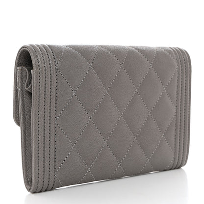 Chanel Caviar Quilted Medium Boy Flap Wallet Grey 3 of 9