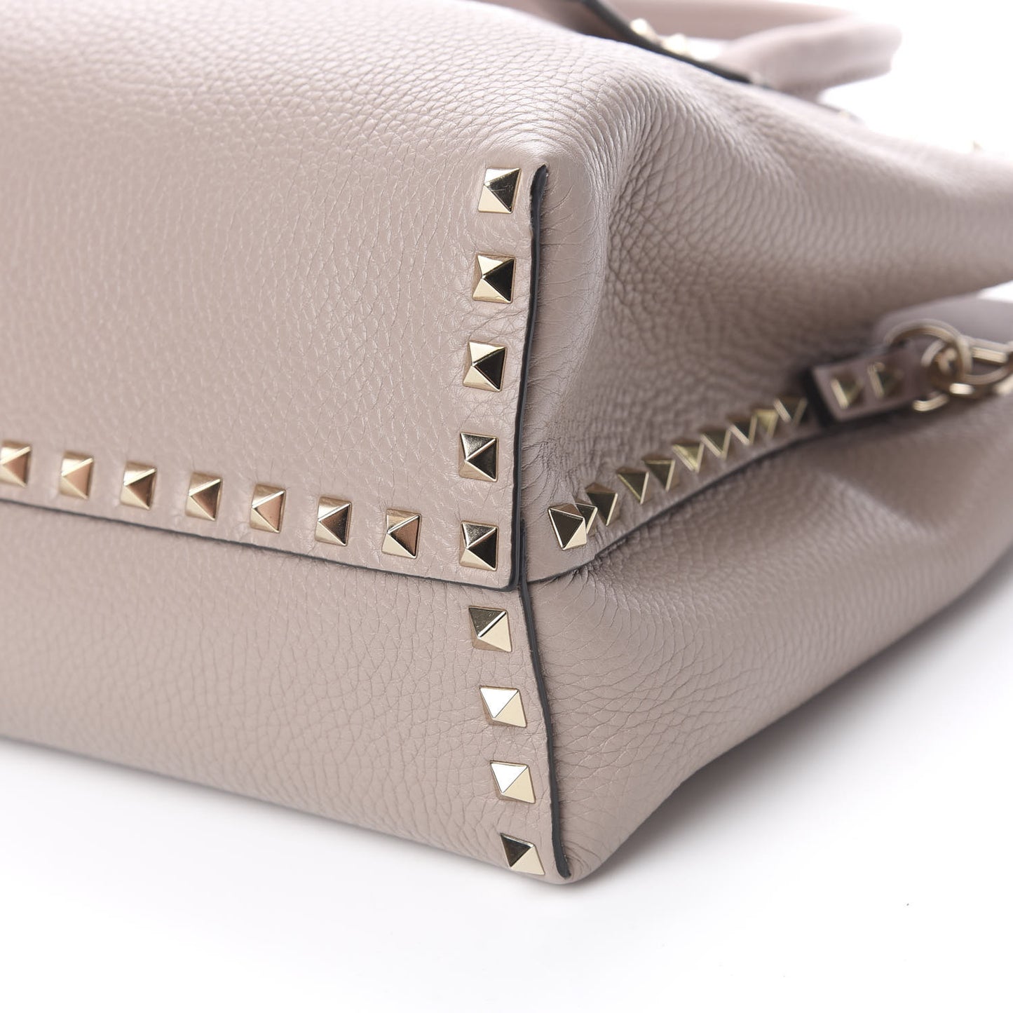 Grained Calfskin Rockstud Tote Poudre