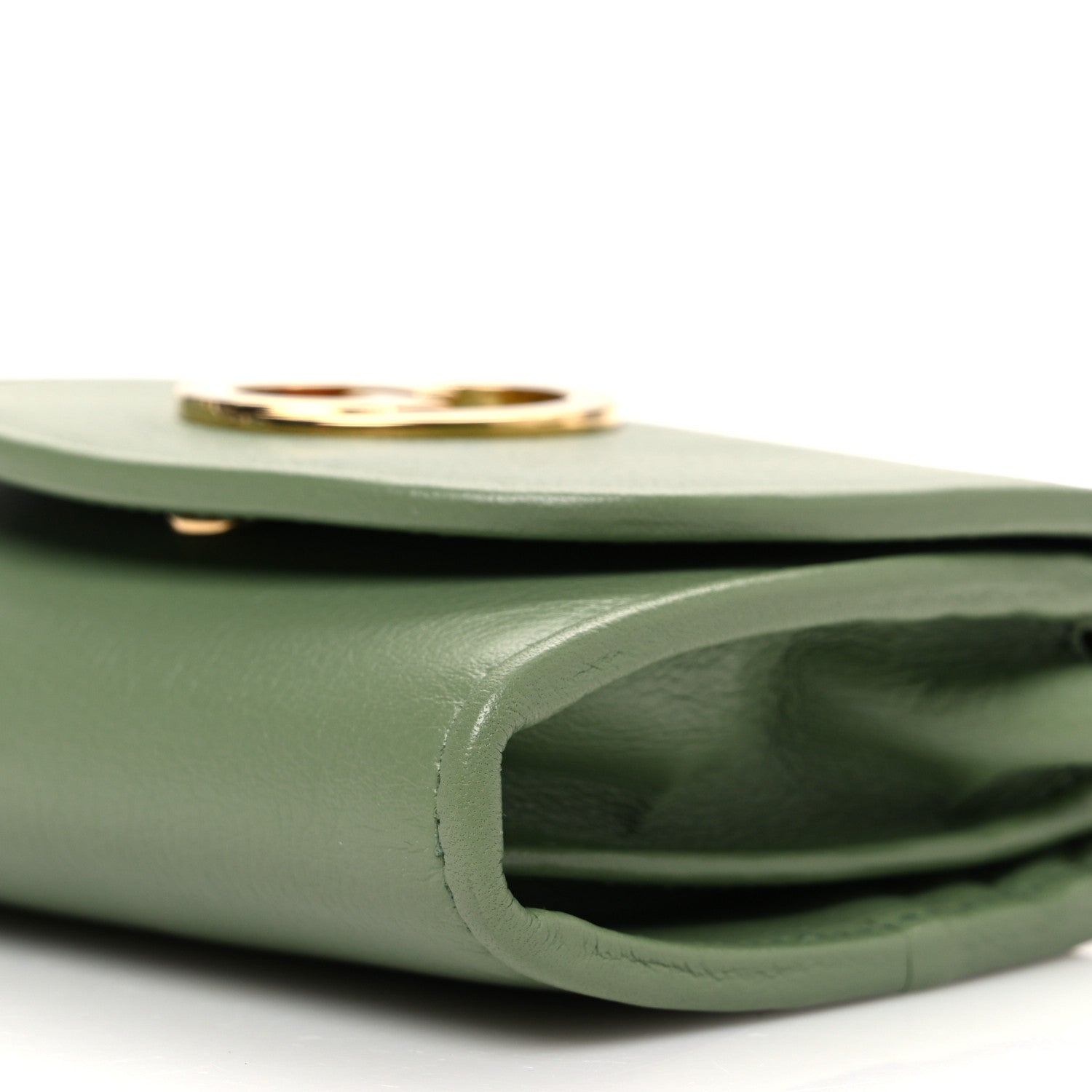 Gucci Roxy Calfskin Medium Blondie Chain Wallet Salamander Green 11 of 12
