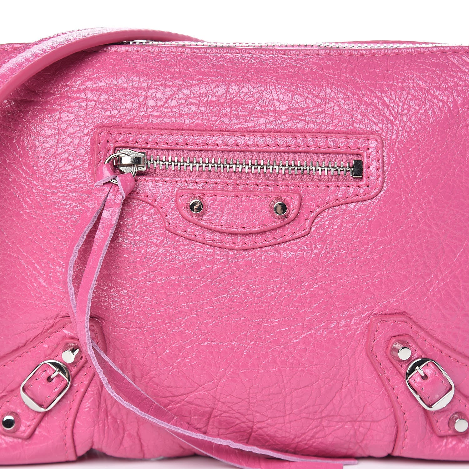 Balenciaga Agneau Arena Classic Silver Hardware Pouch With A Chain Crossbody Rose Flamingo 8 of 12