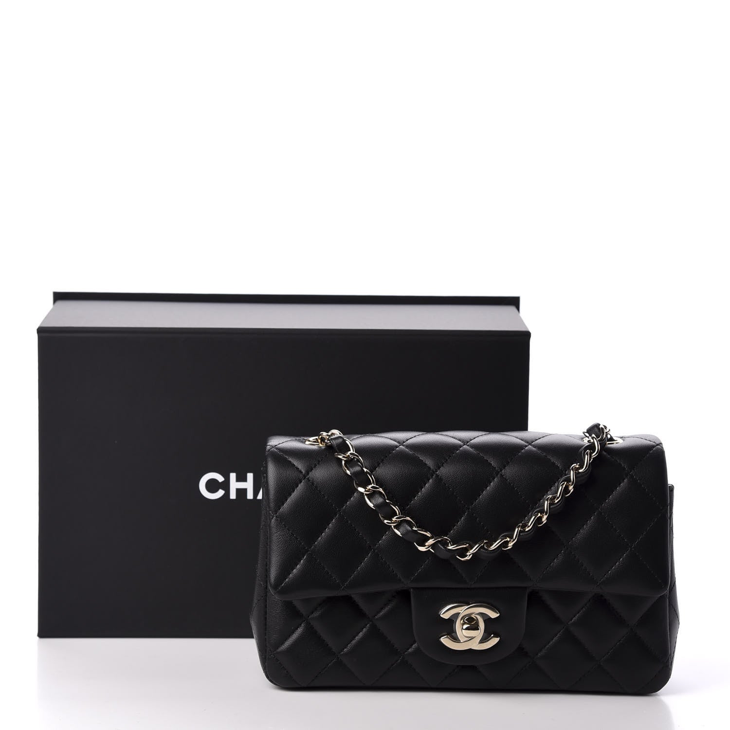 Chanel Lambskin Quilted Mini Rectangular Flap Black 9 of 9