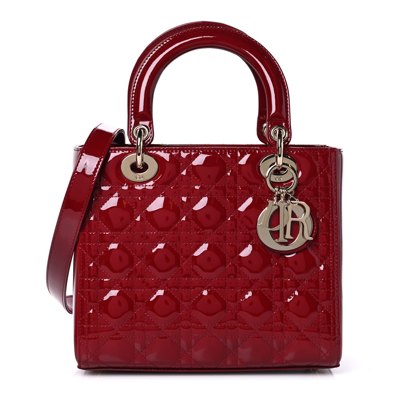 Christian Dior Patent Cannage Medium Lady Dior Red 1 of 10