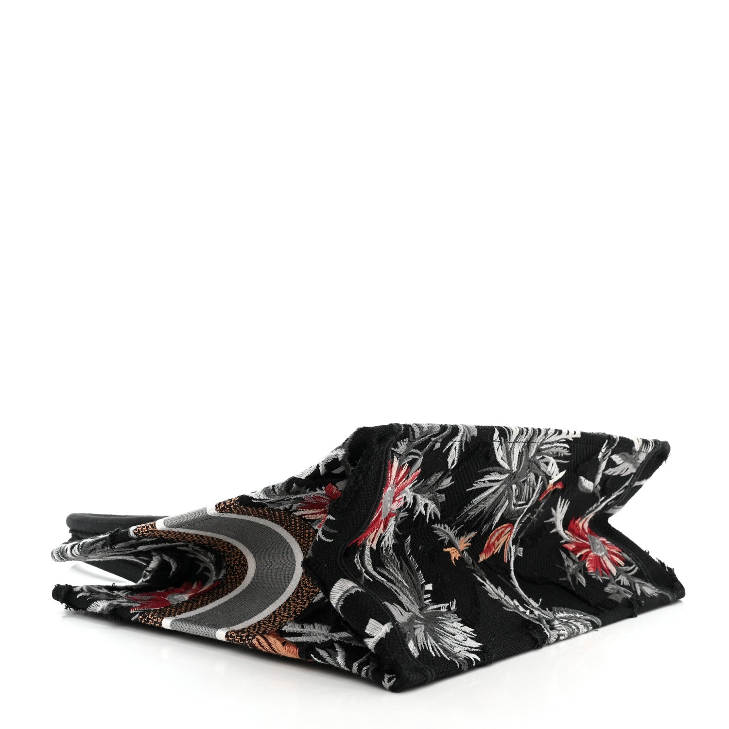 Christian Dior Canvas Embroidered Medium Camouflage Flowers Book Tote Black Multicolor 4 of 10