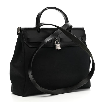 Hermes Toile Vache Calfskin Herbag 30 PM Black 2 of 15