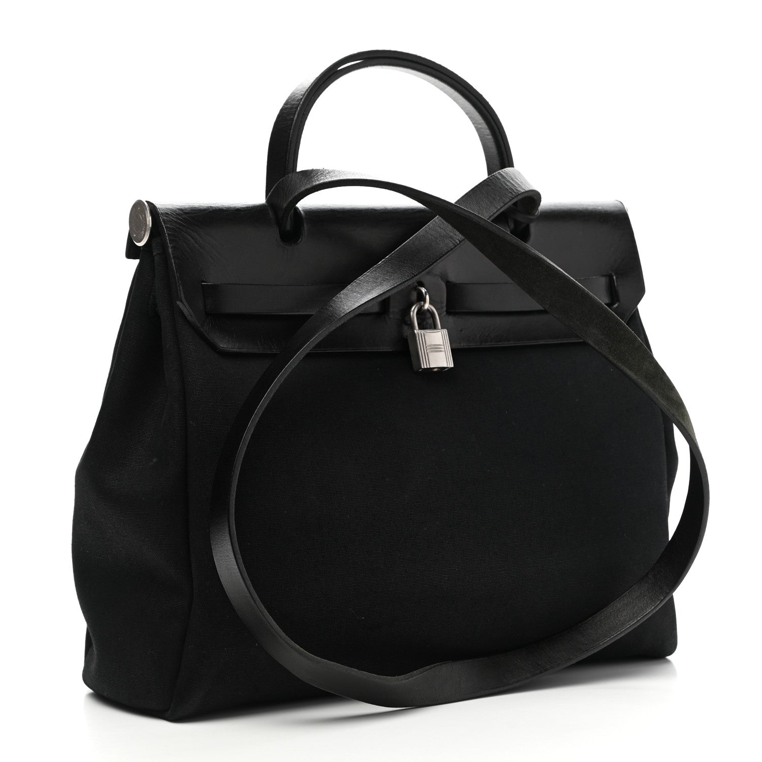 Hermes Toile Vache Calfskin Herbag 30 PM Black 2 of 15