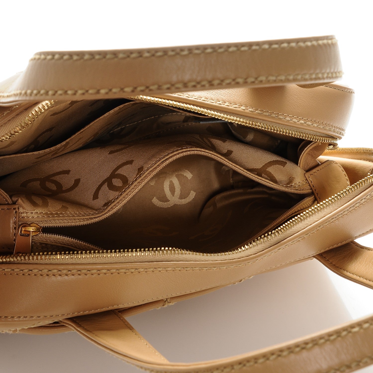 Chanel Lambskin Surpique Shoulder Bag Beige 5 of 10