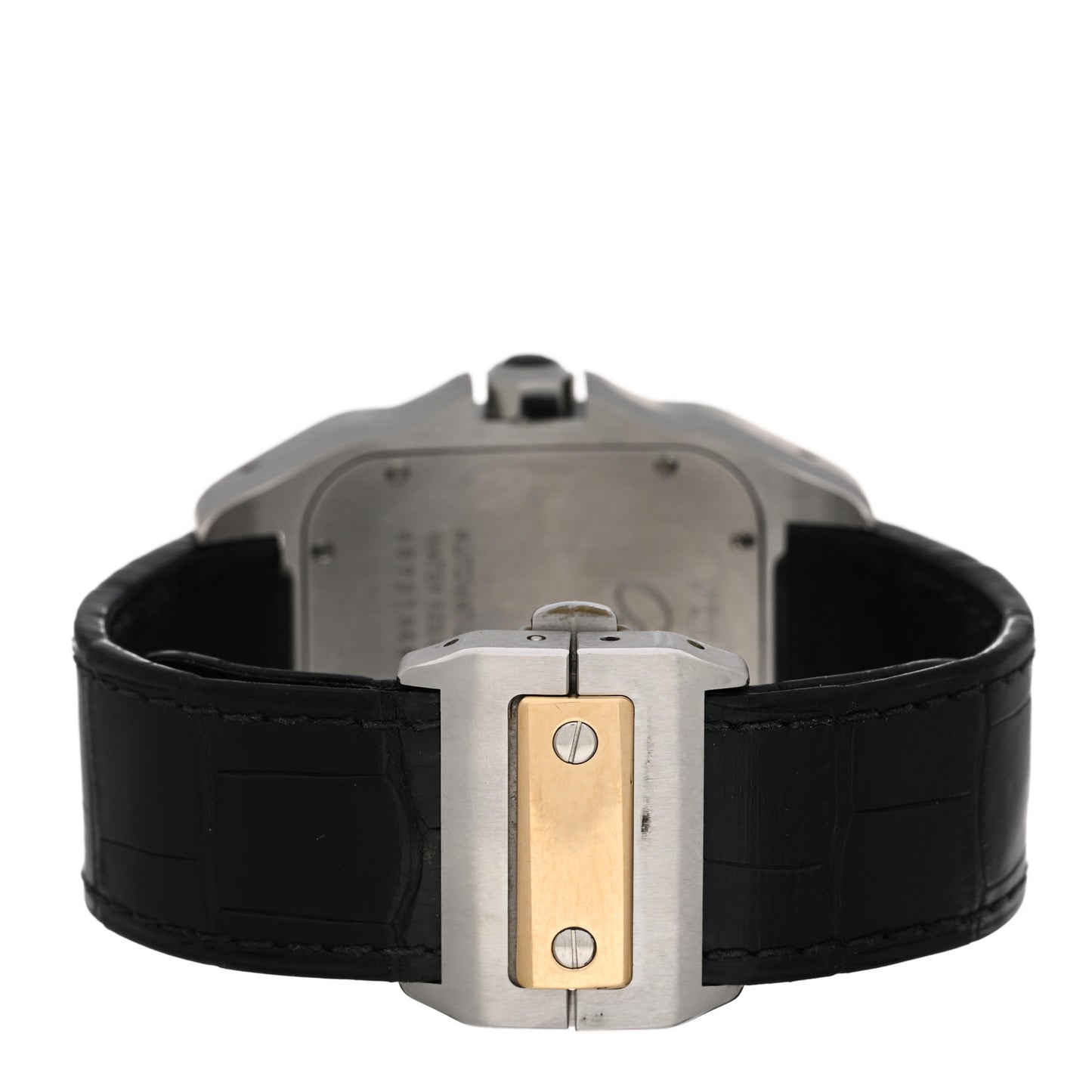 Stainless Steel 18K Yellow Gold Alligator 38mm Santos 100 Automatic Watch