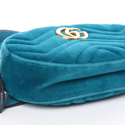 Gucci Velvet Matelasse GG Marmont Belt Bag 85 34 Pavone Cyan 8 of 13