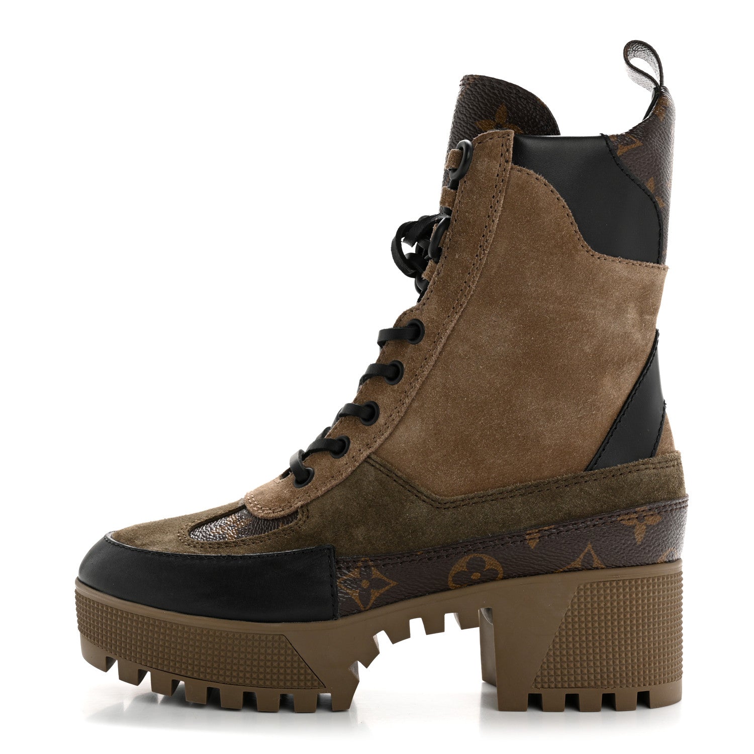 Louis Vuitton Suede Calfskin Monogram Laureate Platform Desert Boots 35 Taupe 1 of 10