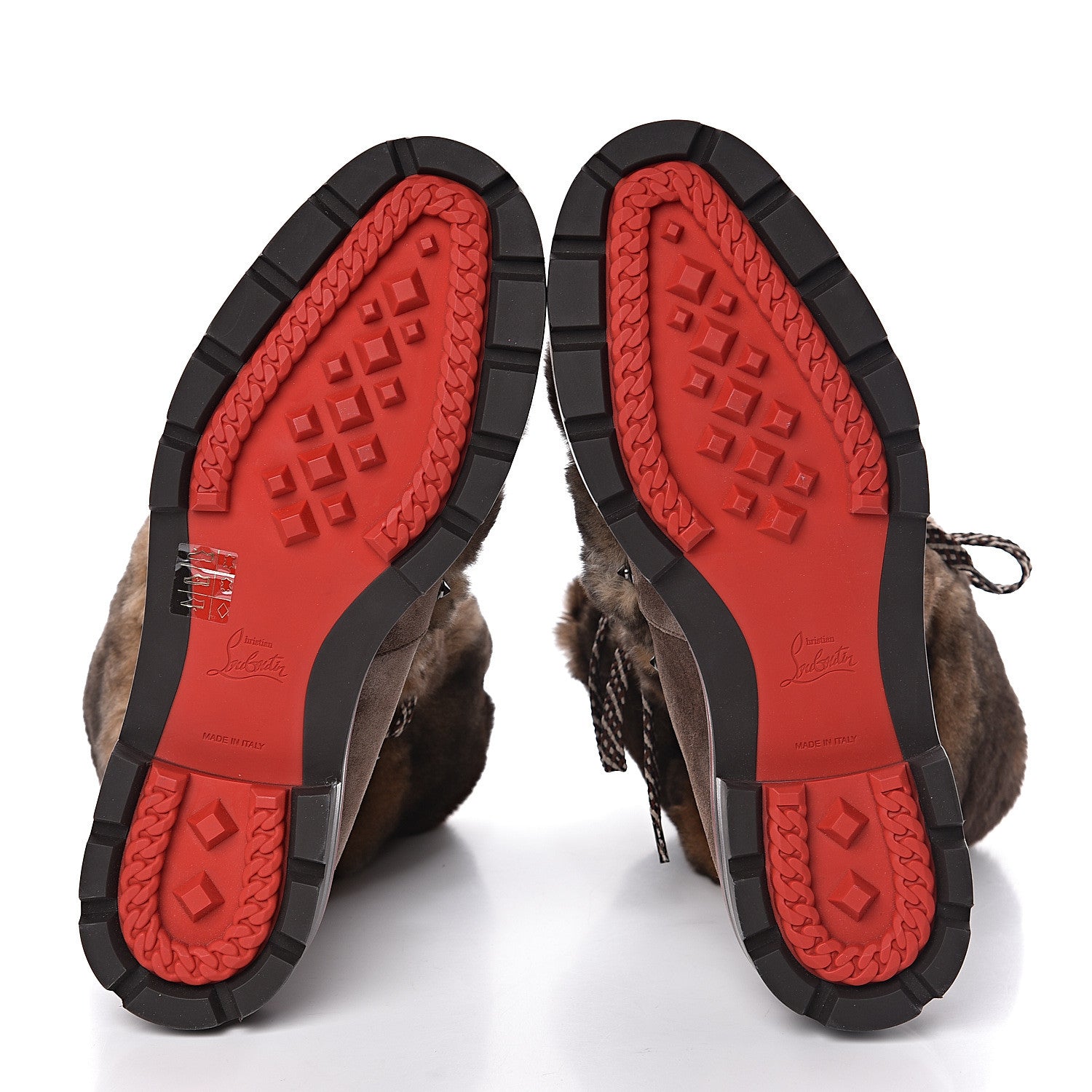 Christian Louboutin Suede Orylag Fur Mens Snow Black Flat Hiking Boots 43.5 Testa Di Moro Naturel 5 of 6