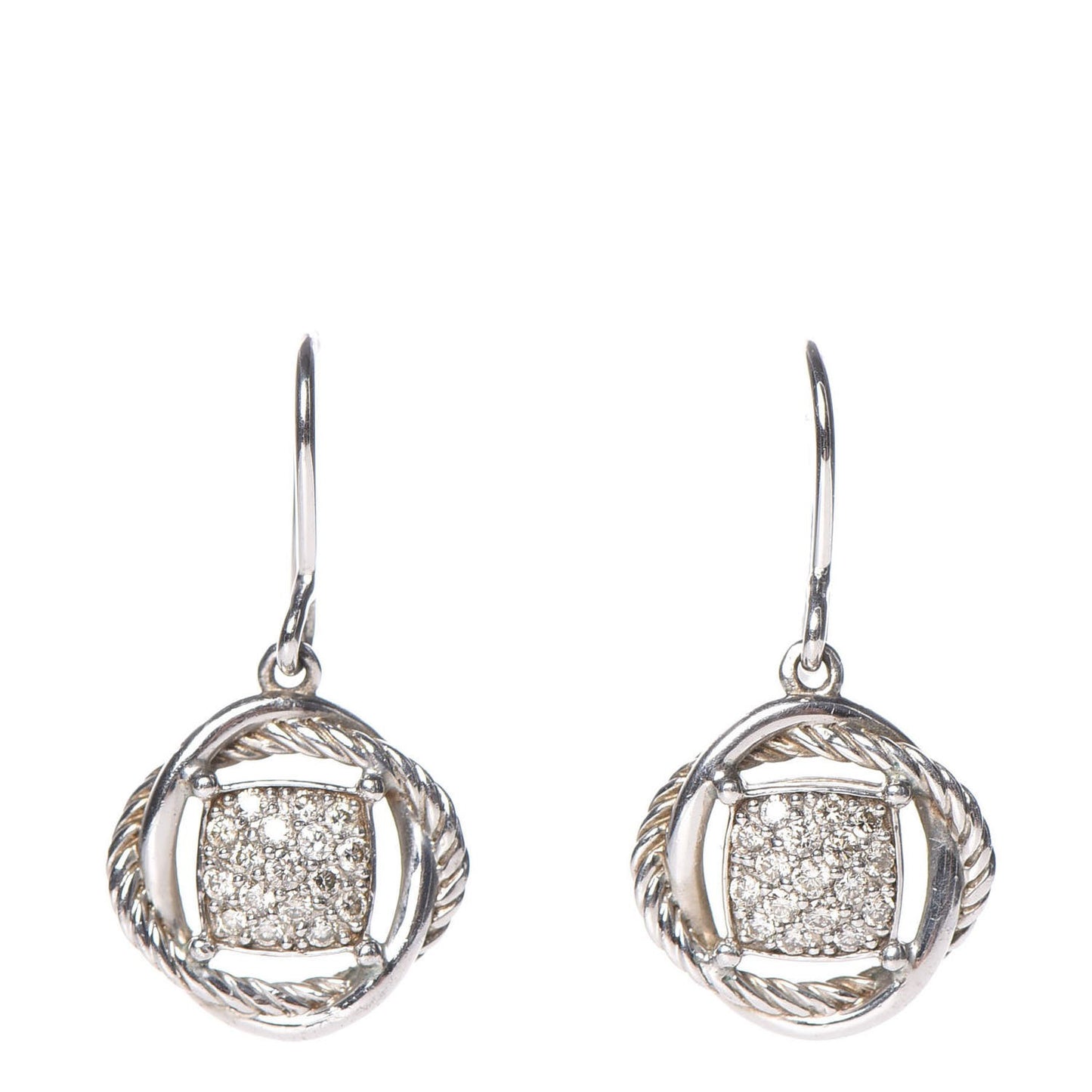 Sterling Silver Diamond 13mm Infinity Drop Earrings