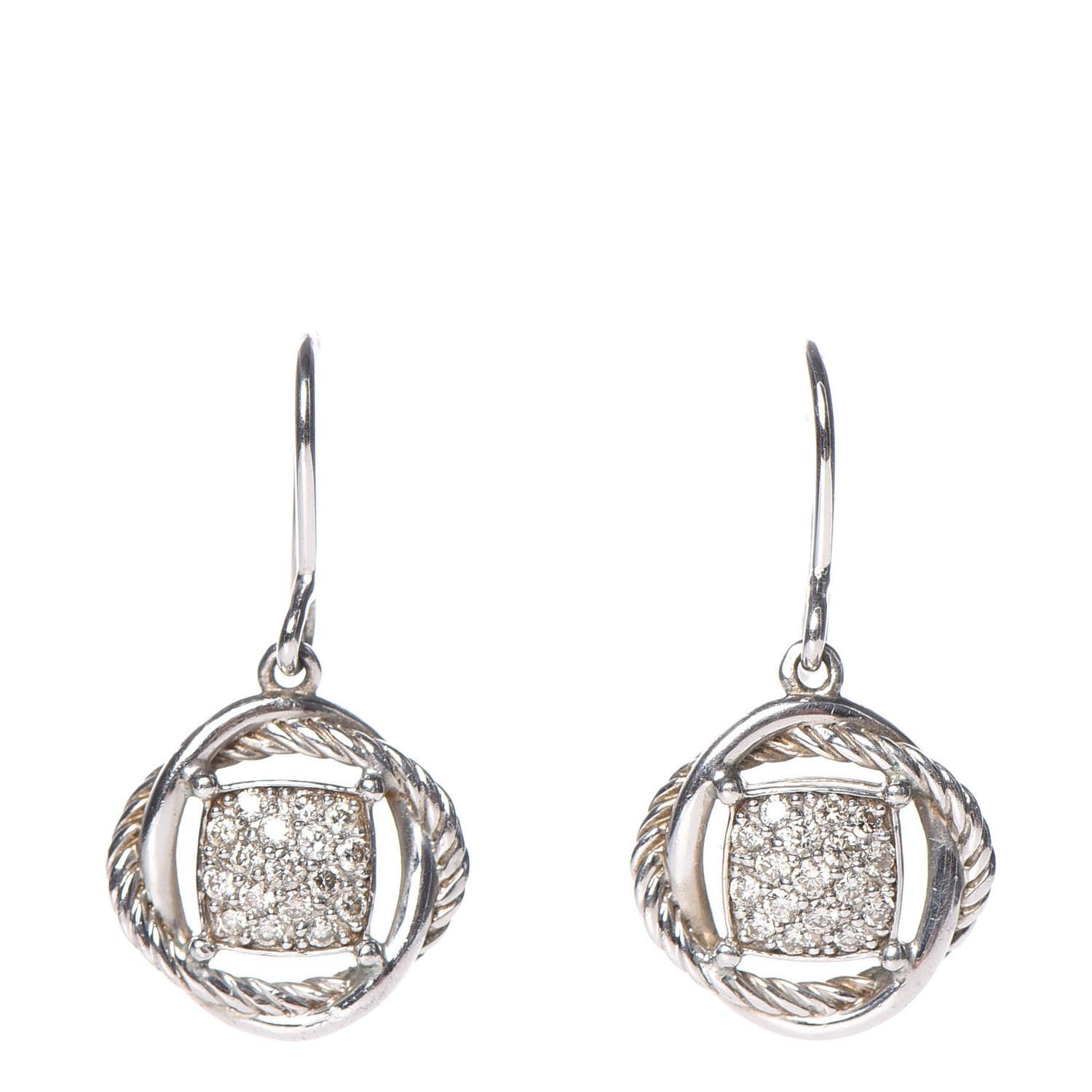 David Yurman Sterling Silver Diamond 13mm Infinity Drop Earrings 1 of 3