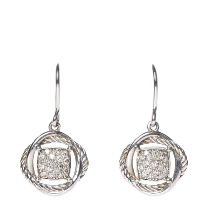 David Yurman Sterling Silver Diamond 13mm Infinity Drop Earrings 1 of 3