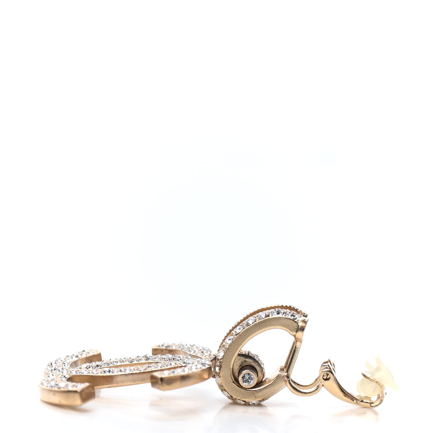 Chanel Crystal CC Clip On Earring Gold 3 of 4