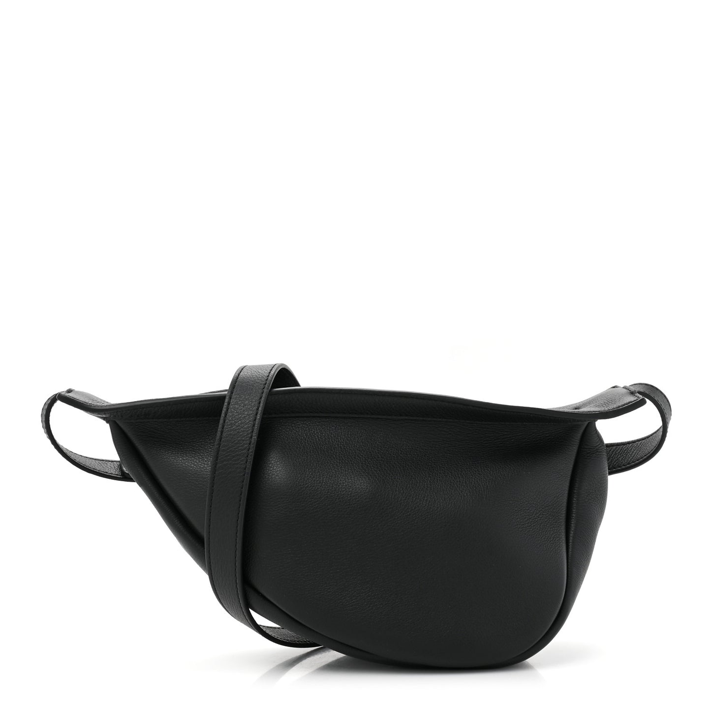 Grained Calfskin Small Slouchy Banana Bag Black