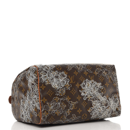 Louis Vuitton Monogram Dentelle Speedy 30 Silver 4 of 15