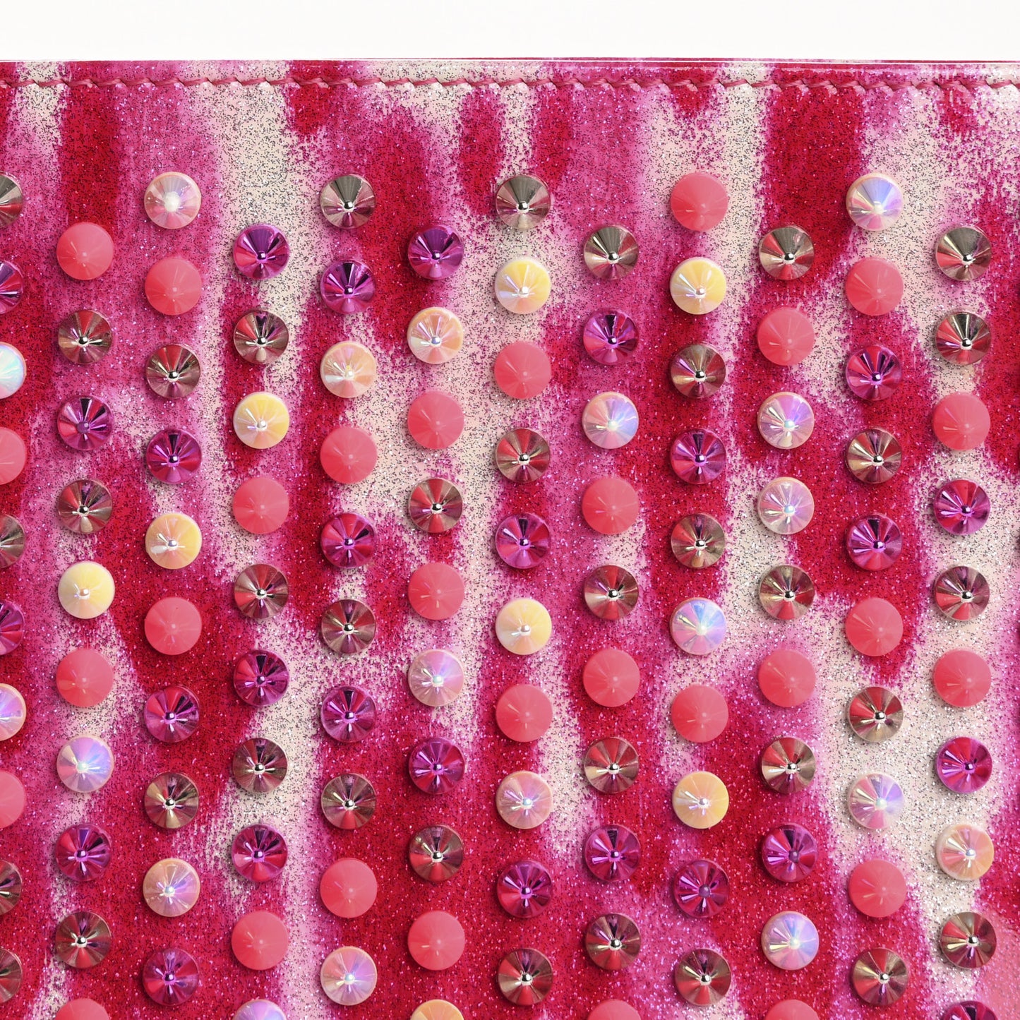 Patent Glittart Studded Loubiposh Chain Shocking Pink