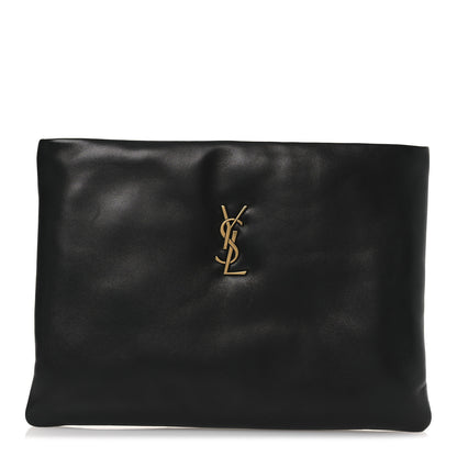 Saint Laurent Lambskin Small Calypso Pouch Black 1 of 11
