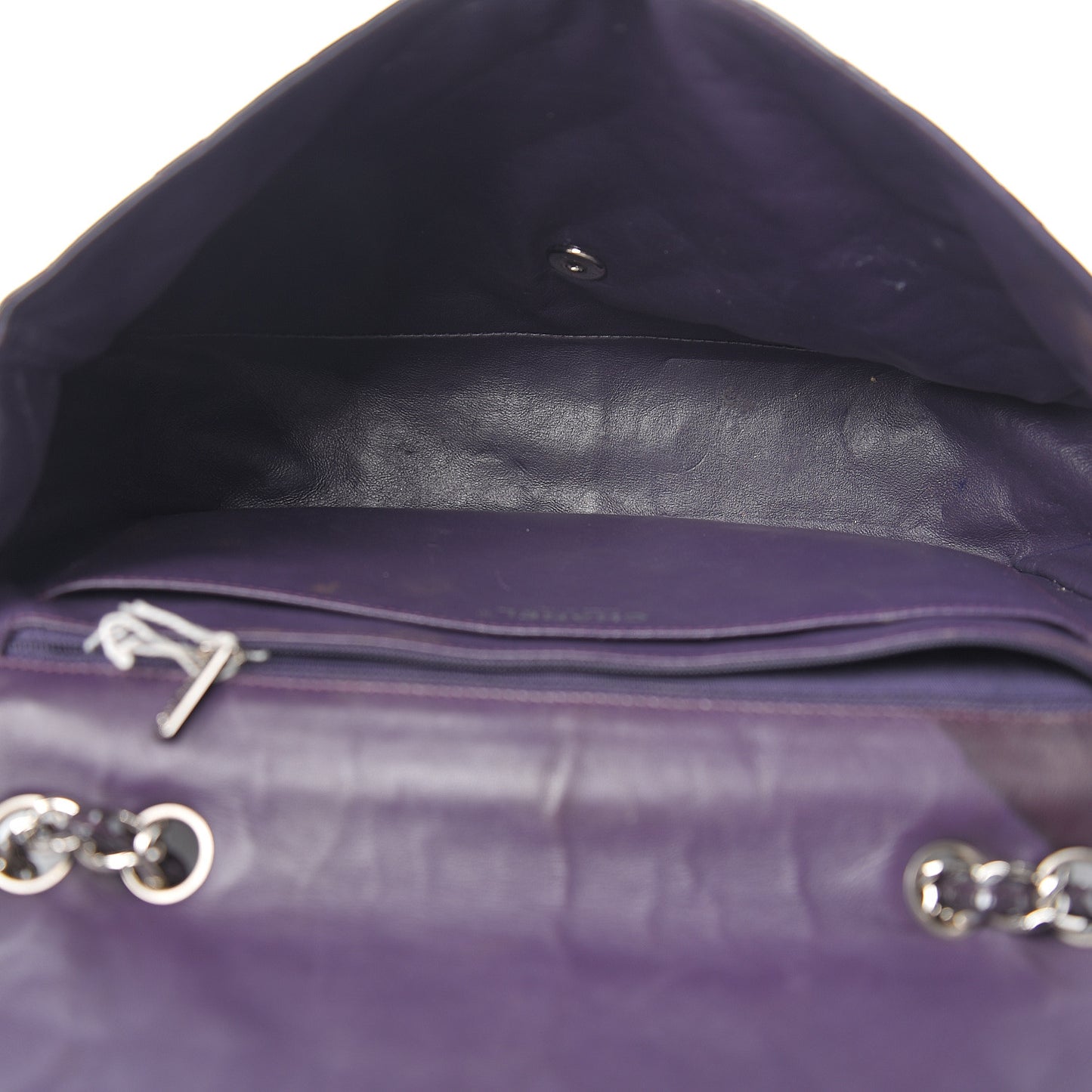 Patent Quilted Jumbo Single Flap Dark Purple