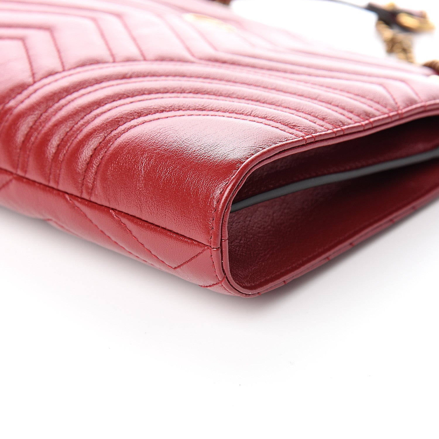 Gucci Azalea Calfskin Matelasse Heart Medium GG Marmont Slim Shoulder Bag Romantic Cerise 8 of 9