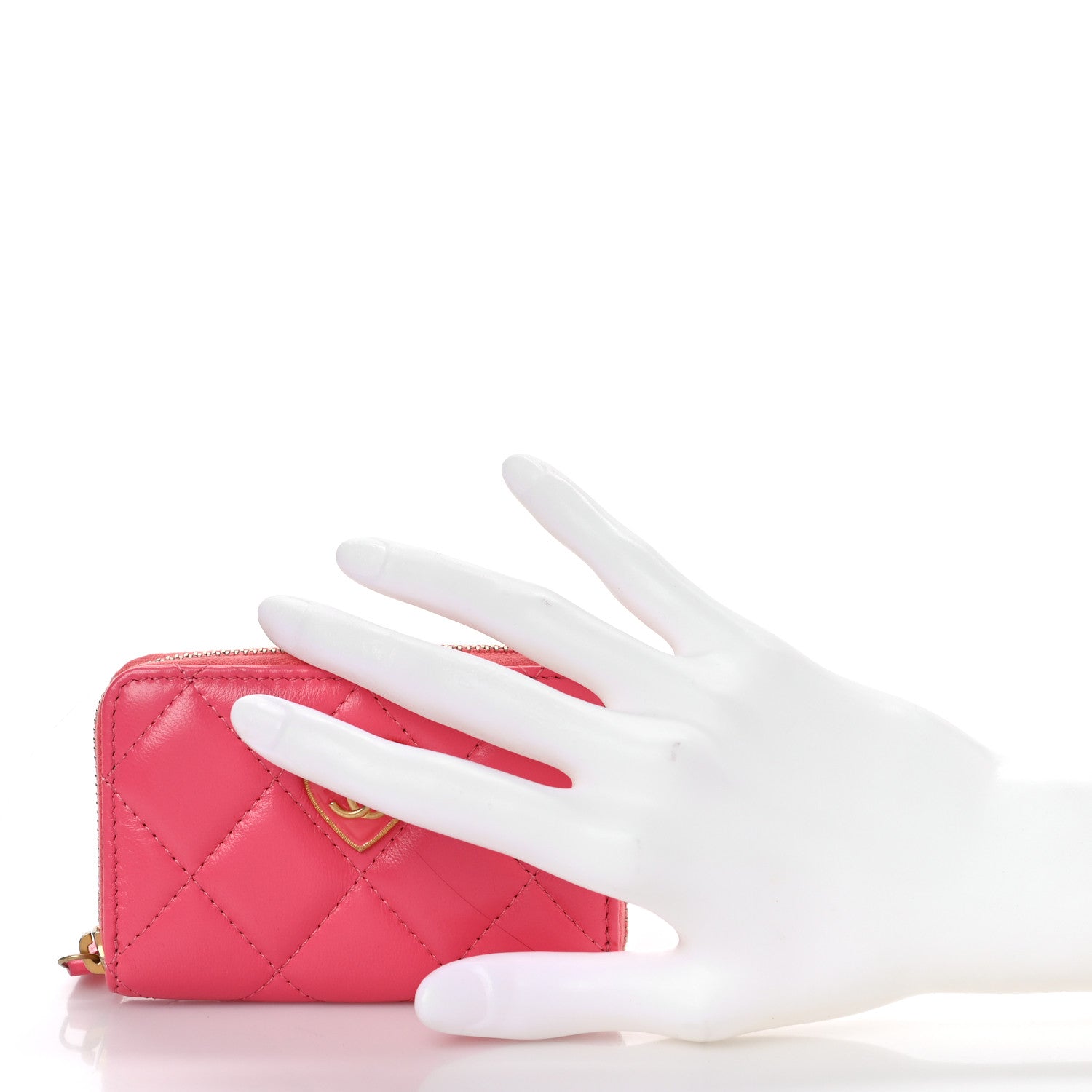 Chanel Lambskin Plexiglass Quilted Coco Love Zip Coin Purse Pink 2 of 10