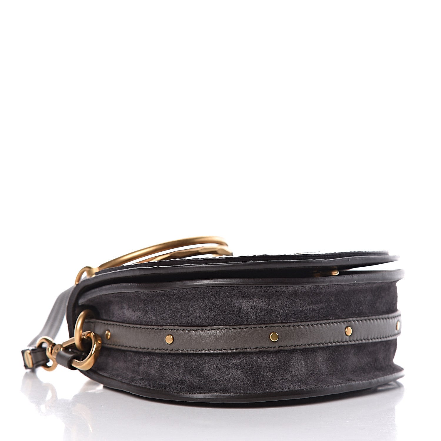 Chloe Suede Calfskin Crocodile Embossed Small Nile Bracelet Bag Profound Brown 4 of 11