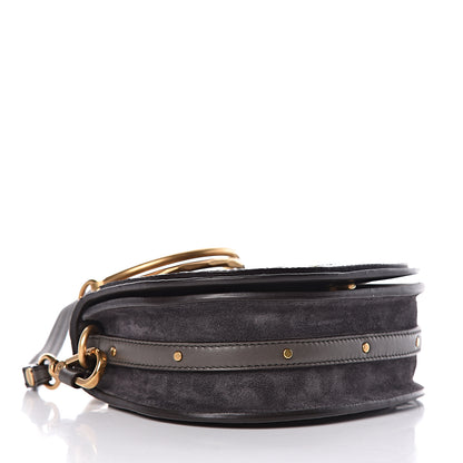Chloe Suede Calfskin Crocodile Embossed Small Nile Bracelet Bag Profound Brown 4 of 11