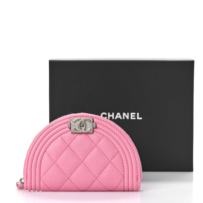 Chanel Caviar Quilted Boy Zipped Coin Purse Light Pink 10 of 10