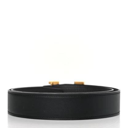 Hermes Chamonix Togo 32mm Martelee H Belt 80 Black Bleu Nuit 3 of 7
