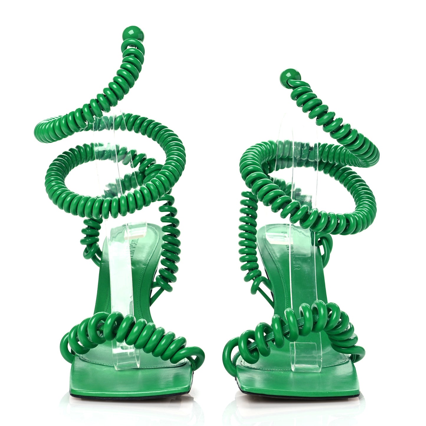 Rubber Wire Nappa Stretch 90mm Sandals 38 Grass