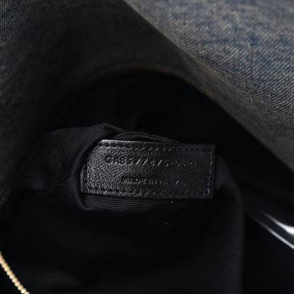 Saint Laurent Denim Quilted Medium Loulou Puffer Monogram Chain Satchel Blue Cinnamon 7 of 9