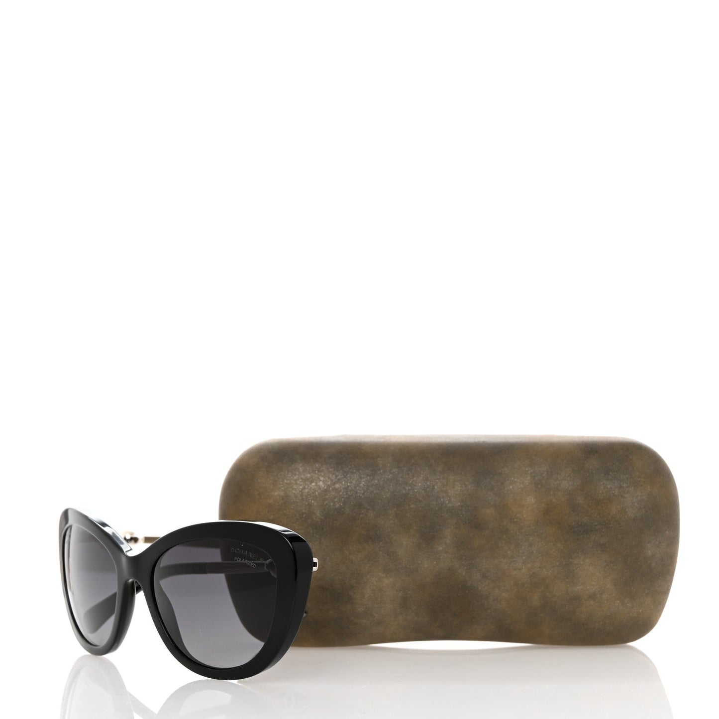 Polarized Cat Eye Pearl Sunglasses 5340-H Black