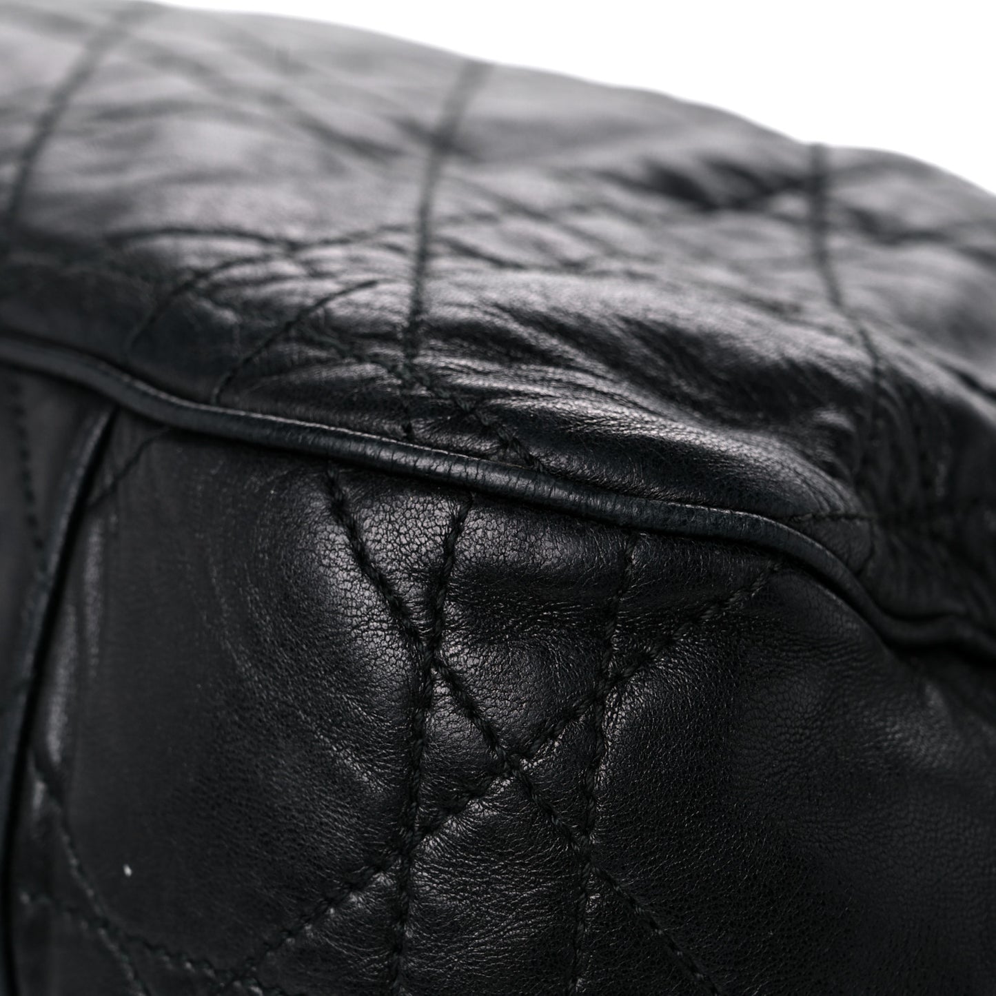 Lambskin Cannage Drawstring Bag Black