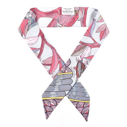 Hermes Silk Tree Of Song Twilly Bleu Pale Rose Blue Jean 1 of 5